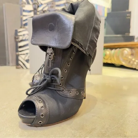 Alexander McQueen Peep Toe Ankle Booties Black Sz 37 (US 7) - Picture 8 of 16